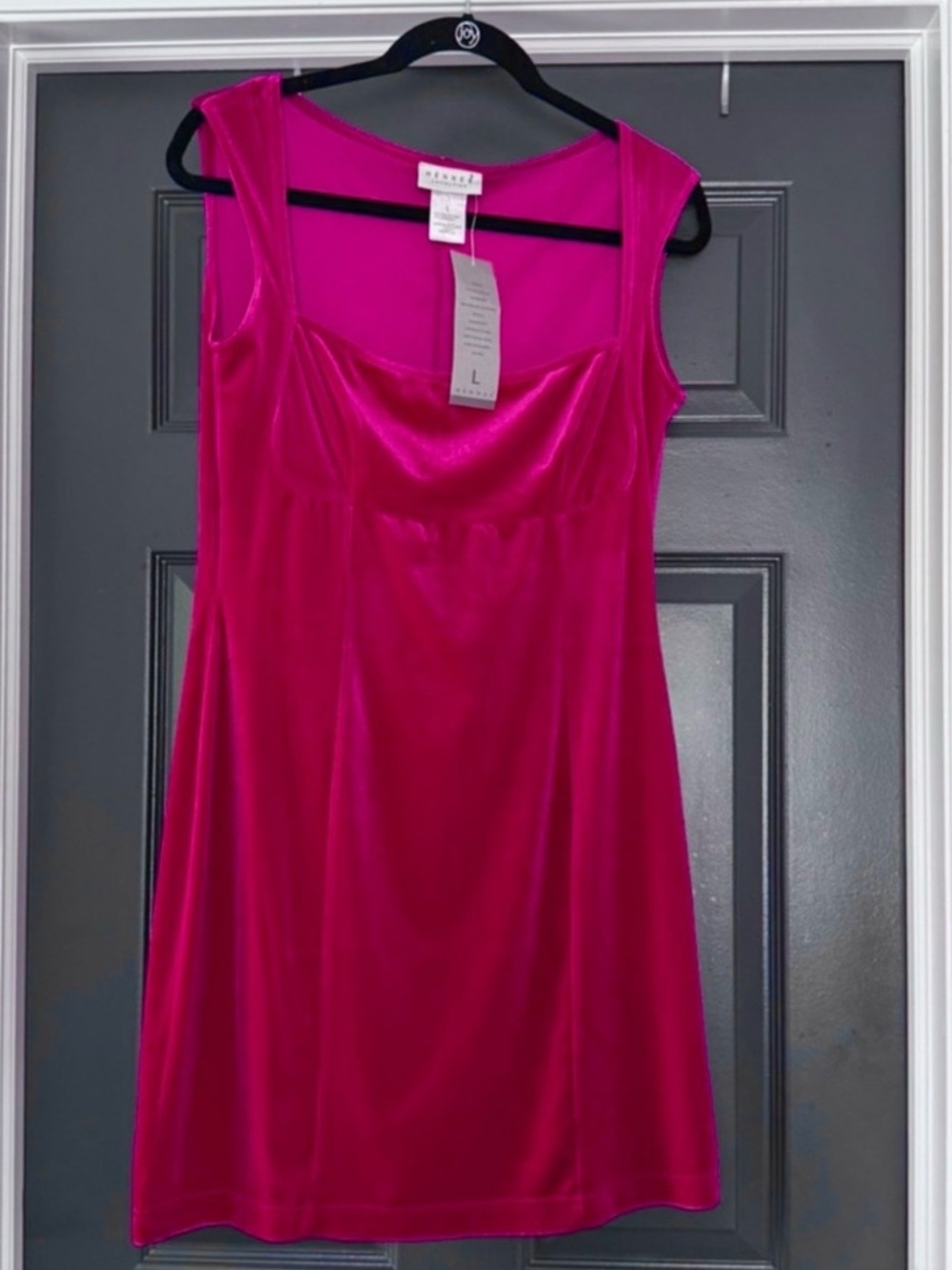 NWT H&M Square Neck Fuchsia Velvet Mini Dress